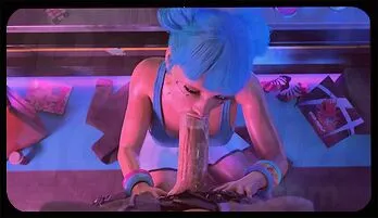 Blue CyberPunk Slut's Mind-Blowing Blowjob in Cartoon XXX Parody