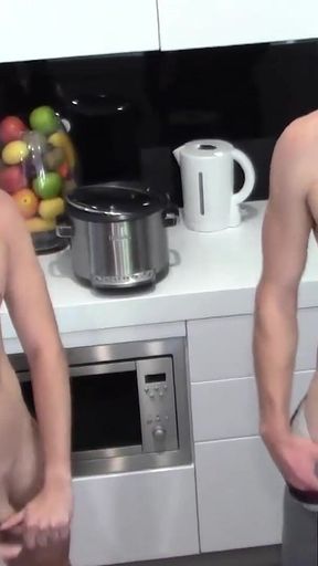 Naked Australian Gay Randy Offers His Huge Dick to Danny While Cooking