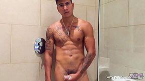 Sexy Gay Guy Jerking Off In The Shower