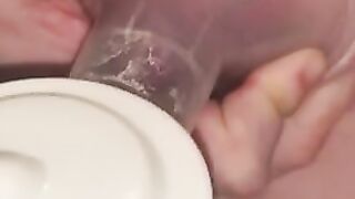 Pregnant breeding milking her huge large lactating hooters with her breast pump