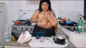 Plus-size Allure: BBW Smoking in the Kitchen