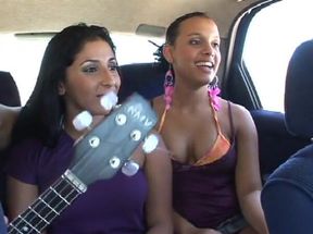 Picked up beauties blowing dicks and getting pussies licked in car