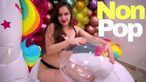 Alice Looner Playful Time on Her Inflatable Unicorn with Soft 24'' Bobo Balloons – A Non-Pop Fantasy! - 4K