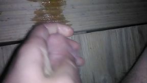 Sitting down pissing on my porch stairs