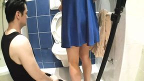 Blonde femdom humiliates slave with pee drinking