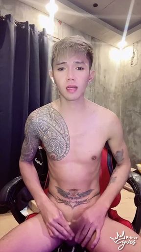 HORNY ASIAN INKED BOY TEASING, NIPPLE PLAY, MASTURBATING FOR HIS VIEWERS   Clip 1