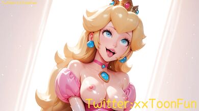 Princess Peach gets Mario's thick cock in her tight throat and sloppy tits