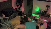 playing with the drone in the house