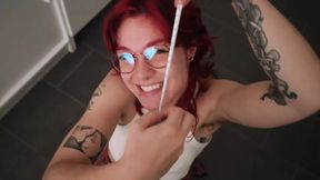 Nerdy Student Girl Invites Friend for Dick Measuring