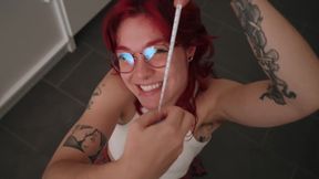 Nerdy Student Girl Invites Friend for Dick Measuring