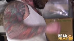 BEARFILMS Tatted Grizzly Jake Dixon Breeds Unshaved Fuckhole at Work