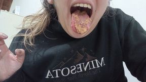 Savoring food—chewing and making noise.