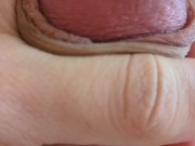 Stroking my girthy loose foreskin cock in bed