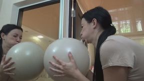 Swallow air from a balloon and turn into an airship