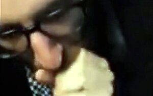 Bearded Guy Sucks Interracial Cock in a Public Restroom