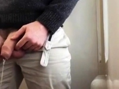 Thick uncut cock pissing