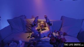 Chained Kendra Holes Wrecked by Double Dildos Gushing Squirt Mess