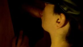 Wife&rsquo_s first gloryhole visit. He cums in her mouth!