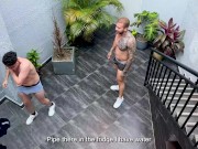 QUICK CUM ON ME!! Hot latina fucks personal trainer of her boyfriend - Daniela Andrea, Brian Evansx