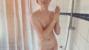 Femboy twink shower moans big ass spanking alone