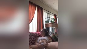 Angelgrave Spies On The Pool Boy While Masturbating And Fucking Herself With A Clear Thick Fake Cock