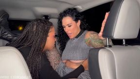 Hot Lesbian Sex in Uber Home After Party with Hot GF Ami Bue