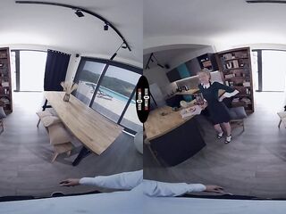 Horny golden-haired Jade J'adore makes stepdaddy dinner and rides his this large chunky ramrod - DarkRoomVR