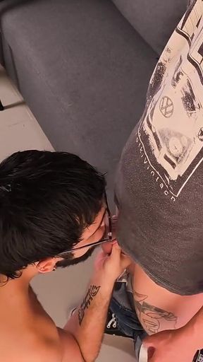Hot Stepdaddy Camilo Brown Giving Sloppy Blowjob to Skinny Twink Magic C Swallowing His Thick Cum