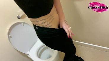 Classy recording herself piss in public toilets