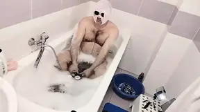 Amateur Couple Taking a Bath, Wife with Hairy Pussy, Big Ass, Big Tits