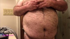 Fat Bear Strokes Clitty and Plays with Belly and Breasts