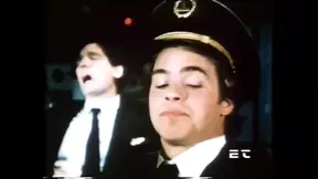 Airplane Pilot fucks busty MILF stewardess and cums on her hairy pussy