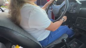 Barbara accelerates hard in the old, smoking Fiat 1