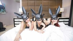 Three Slutty Besties April, Jade, and Taylor Fuck Photographer in Bunny Outfits