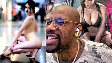 Fresh Young Tasty Teen With Dirty Feet Doing Naked Performative Art In A Public Mall Needs Her Body Cum Covered, AI Generated