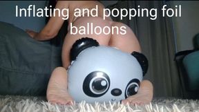 Inflating and popping foil balloons