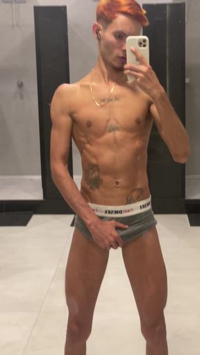 Skinny in the gym bathroom