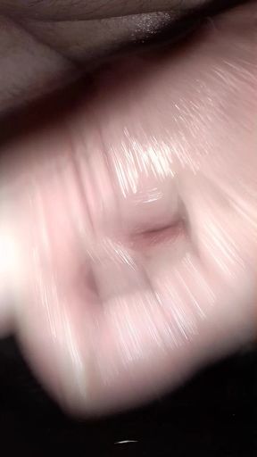 Close up Masturbating with Oil and Lush in