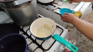 I accumulate a lot of cum in a container, my piggy slut cooks it and then eats it in the mall