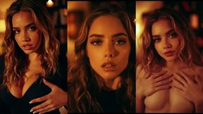 take me tonight – blonde seduction by the fireplace (ai-generated)