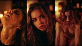 take me tonight – blonde seduction by the fireplace (ai-generated)