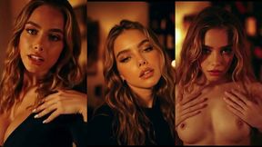 take me tonight – blonde seduction by the fireplace (ai-generated)