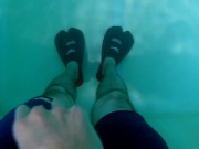man masturbating underwater in the pool
