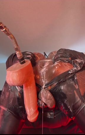 Femboy Gapes Hole with Mr Hankey Dildo - Deep Anal Fuck Machine Session