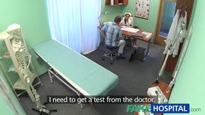 Patient gives his hot brunette nurse cream pie