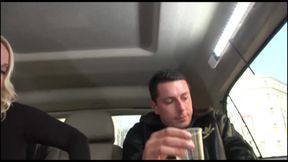 Busty milf wearing fishnets gets banged in car