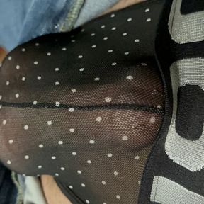 Twink has precum showing thru sheer thong