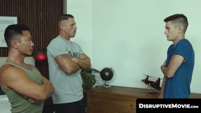 DisruptiveMovie.com - Inked army studs Roman Todd and Jkab Dale dominate recruit Trev