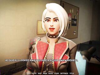 Light haired woman sucks my upright knob and makes me cum on her massive firm butt - Anime Games P1