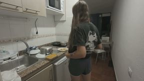 Step Stepdaughter Cooks Dinner with Step Stepdad, Things Get Saucy and Start to Sizzle in the Kitchen